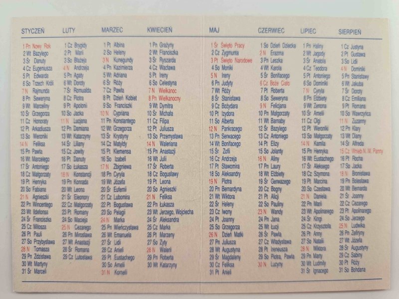 KALENDARZ 1996 PKO