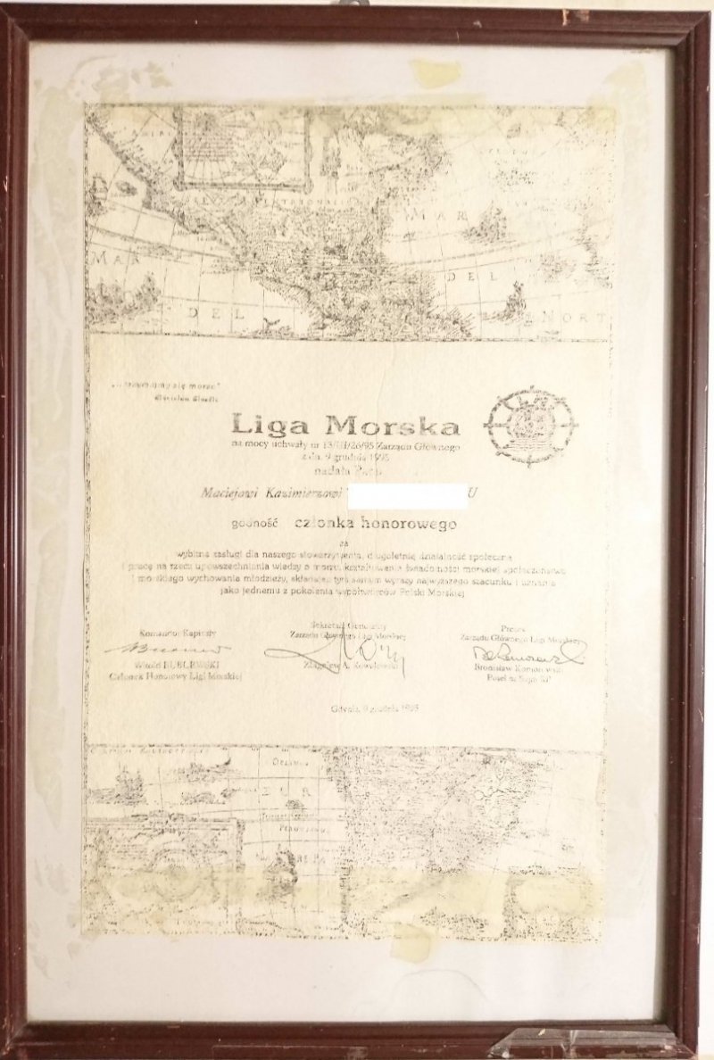 Godność członka honorowego, podpis poseł B. Komorowski 1995