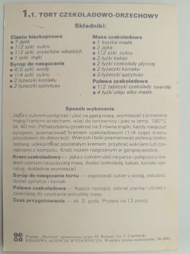 TORT CZEKOLADOWO-ORZECHOWY