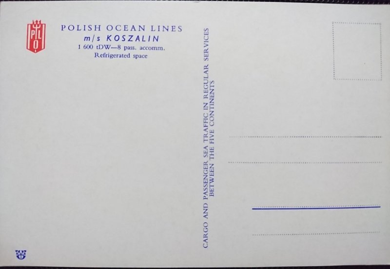 POLISH OCEAN LINES M/S KOSZALIN 1600 TDW – 8 PASS. ACCOMM. REFRIGERATED SPACE