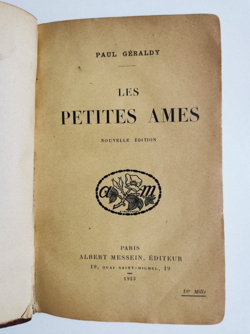 LES PETITES AMES - Paul Geraldy 1923