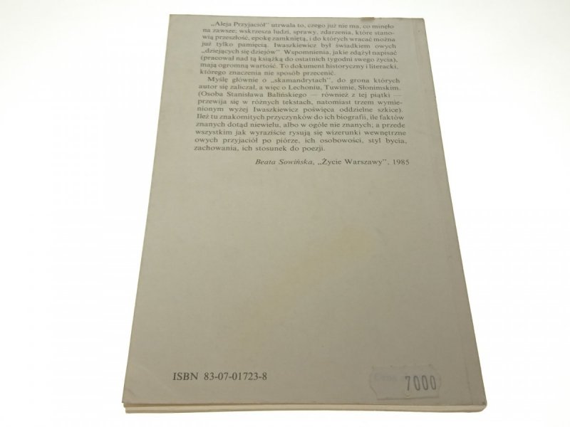 ALEJA PRZYJACIÓŁ - Jarosław Iwaszkiewicz 1988