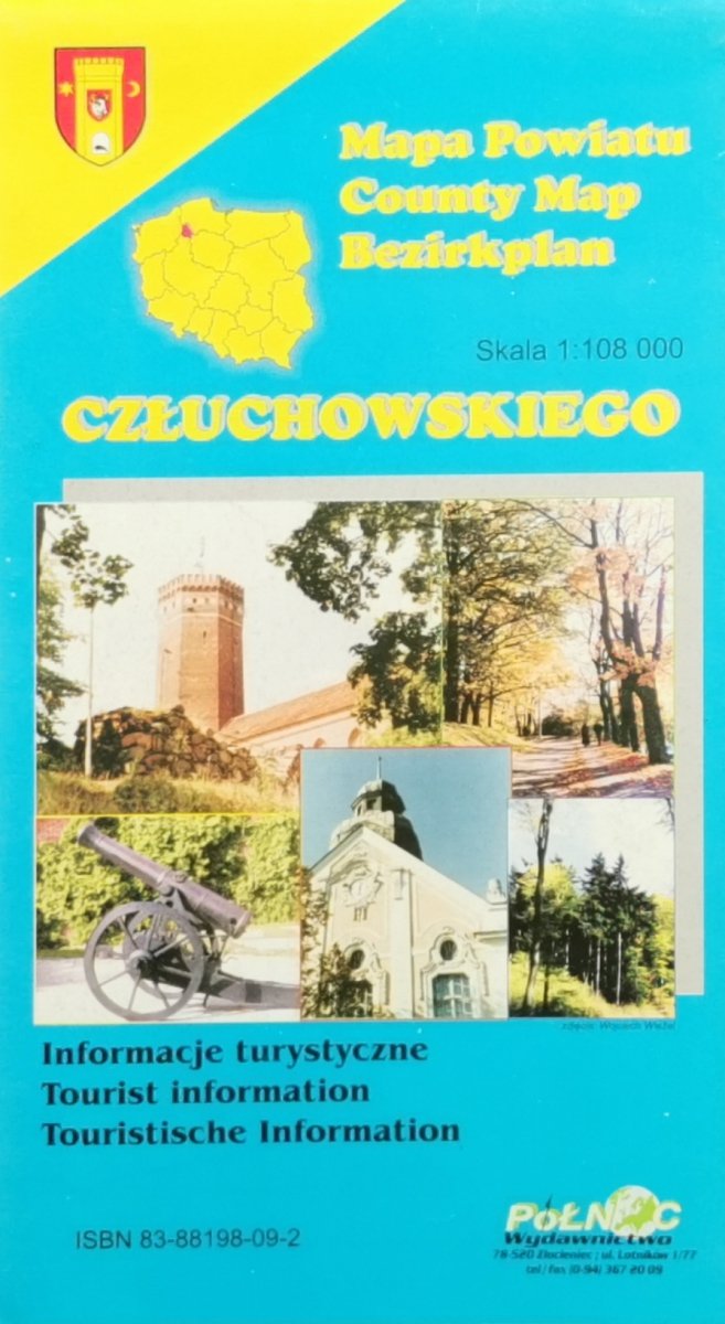 MAPA POWIATU CZŁUCHOWSKIEGO. SKALA 1:108 000