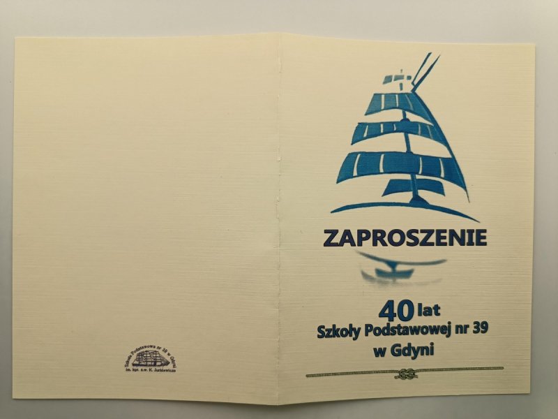 ZAPROSZENIE 40 LAT SZKOŁY PODSTAWOWEJ NR 39 W GDYNI
