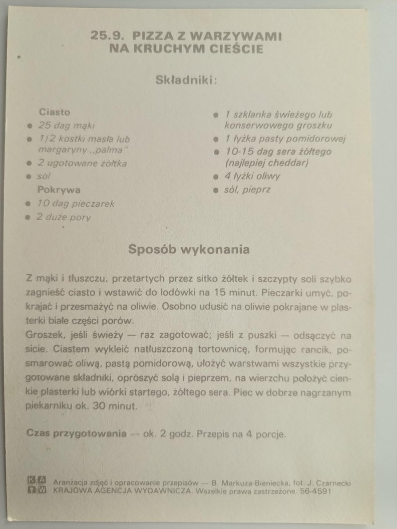 PIZZA Z WARZYWAMI NA KRUCHYM CIEŚCIE