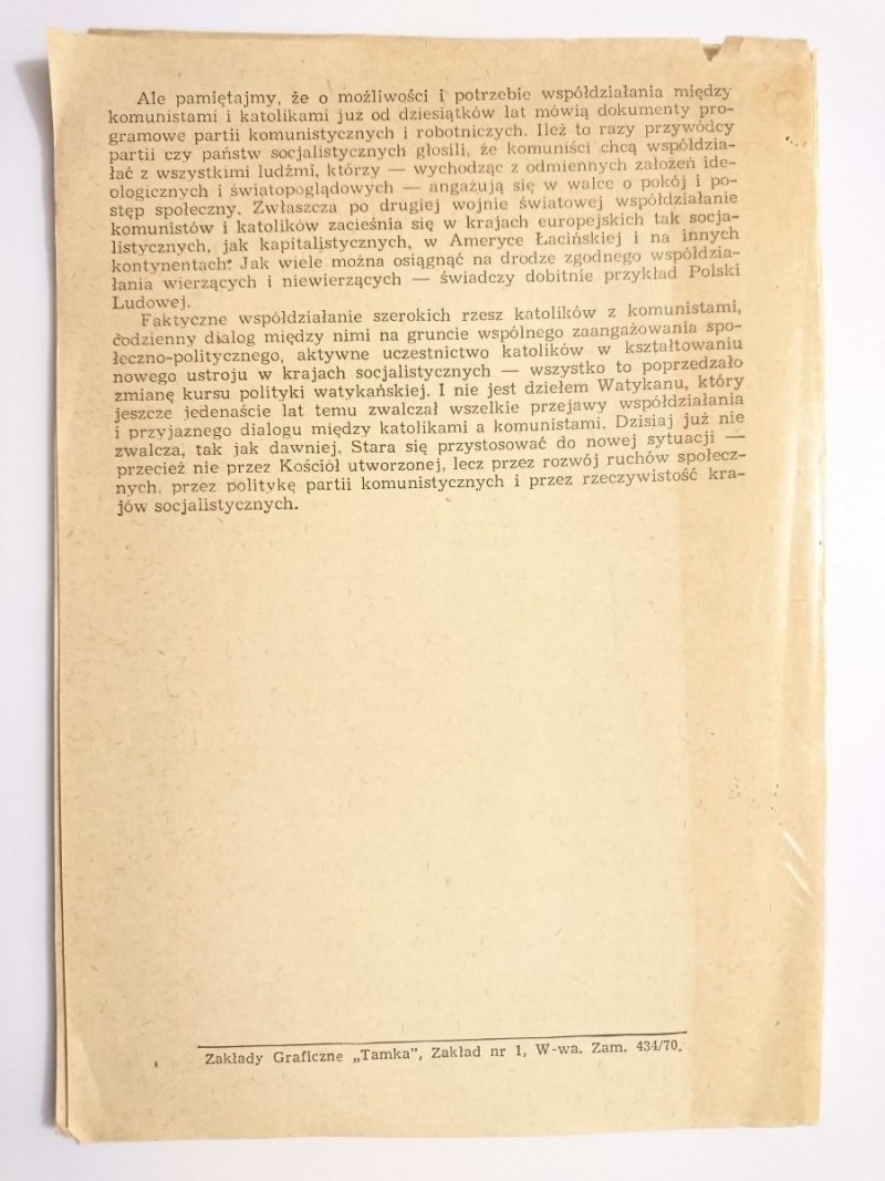 KRYZYS WSPÓŁCZESNEGO KATOLICYZMU. PYTANIA I ODPOWIEDZI Stanisław Markiewicz 1970