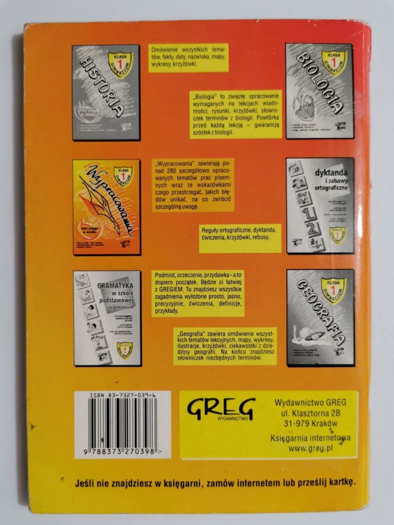 ŚCIĄGA KLASA 1 GIMNAZJUM - Bogumiła Wojnar 