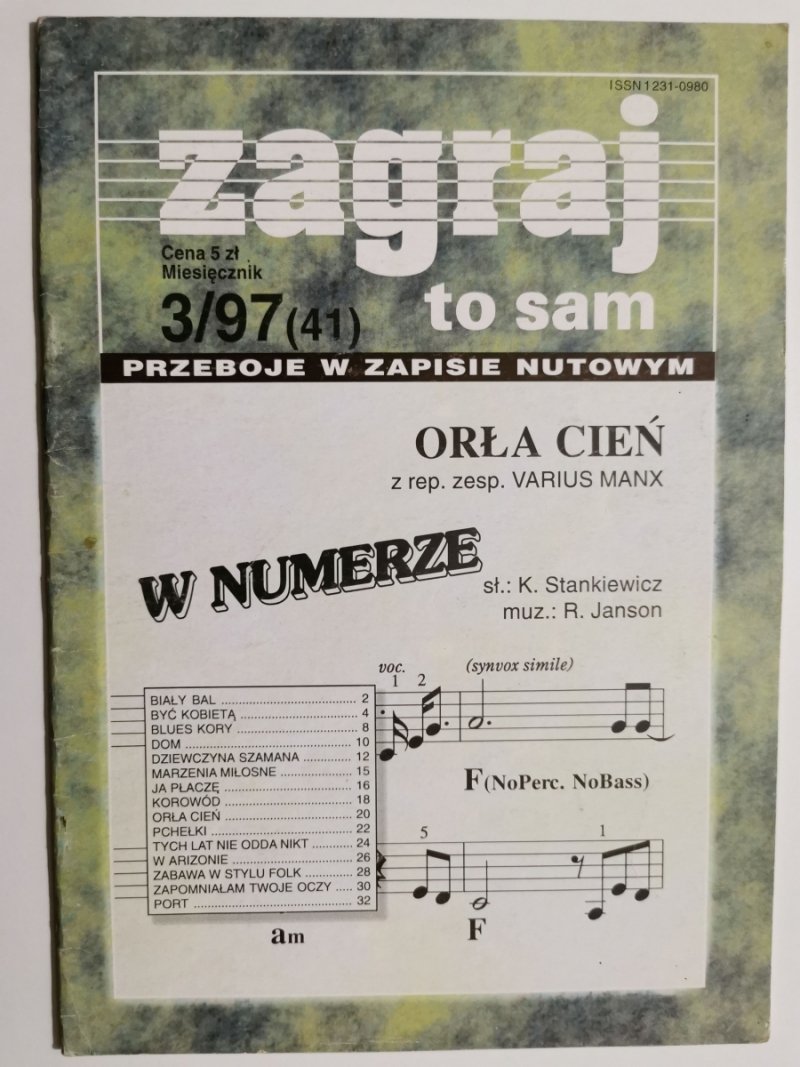 ZAGRAJ TO SAM NUMER 3/97-PRZEBOJE W ZAPISIE NUTOWYM - Włodzimierz Szpotański