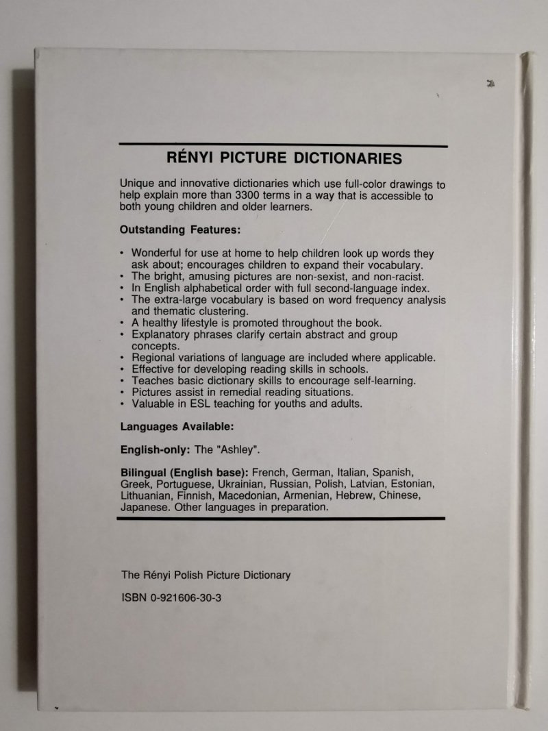 RENYI PICTURE DICTIONARY POLISH AND ENGLISH 1991