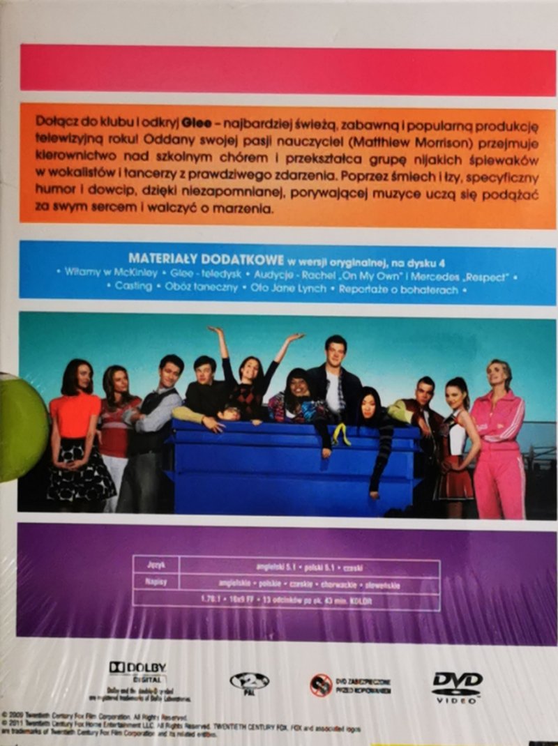 DVD. GLEE SEZON 1 CZĘŚĆ 1 ZESTAW 4 DVD