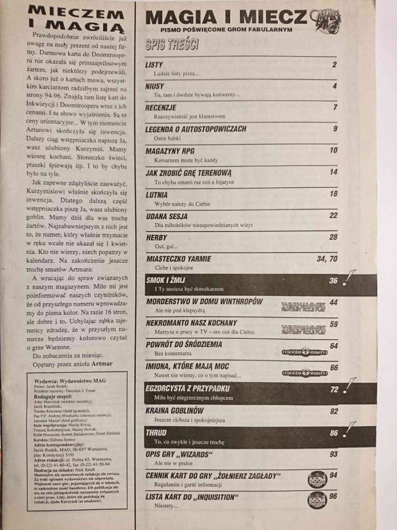 MAGIA I MIECZ NR 4 (28) / 96