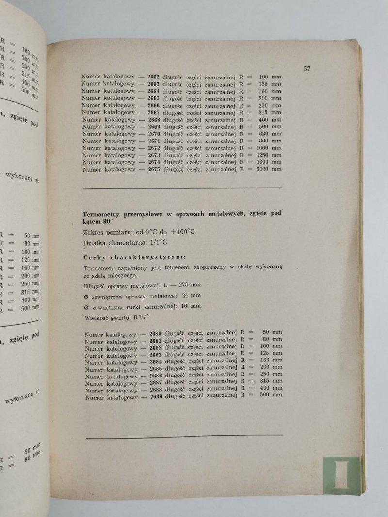 KATALOG TERMOMETRÓW I AREOMETRÓW SZKLANYCH 1964