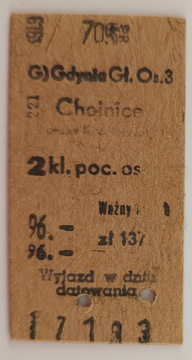 BILET GDYNIA GŁÓWNA CHOJNICE 2KL POC. OS.