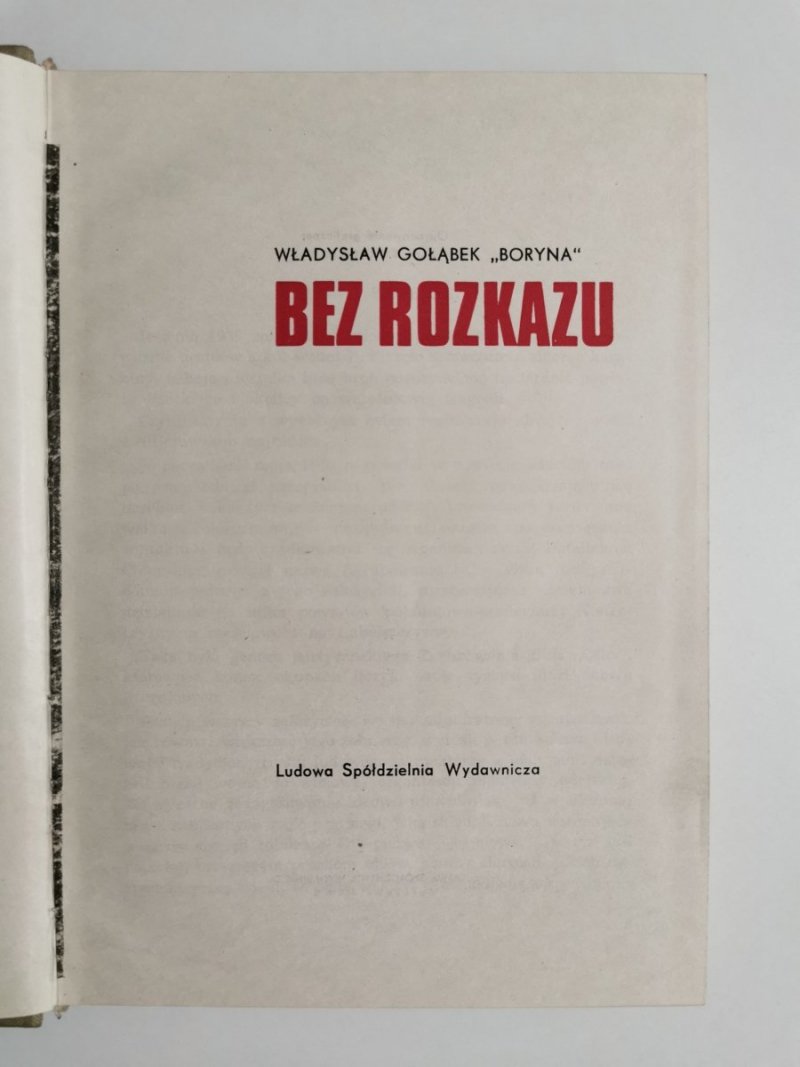 BEZ ROZKAZU - Władysław Gołąbek Boryna 1968