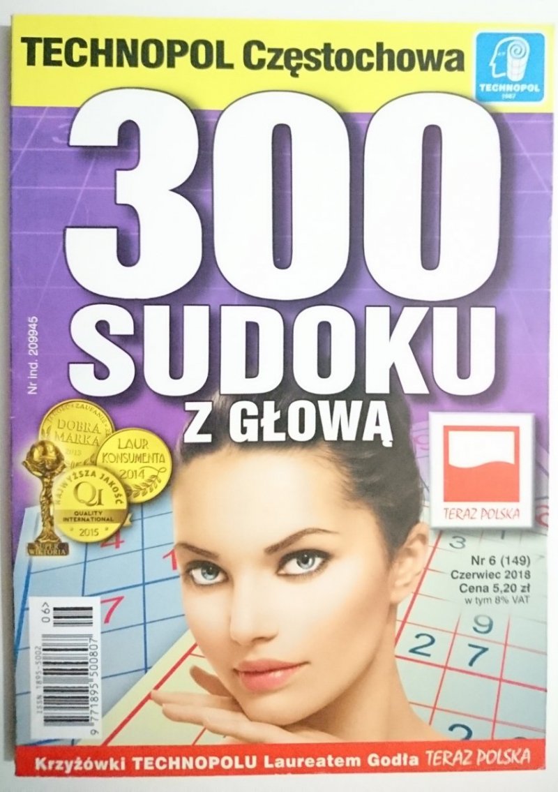 300 SUDOKU Z GŁOWĄ NR 6 (149) CZERWIEC 2018