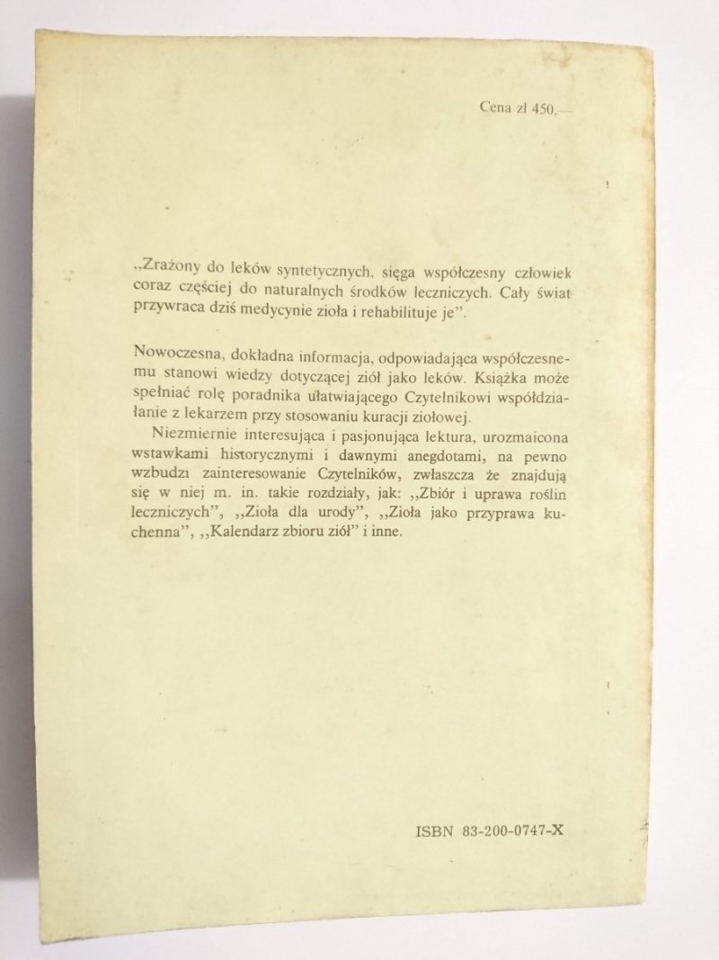 ZIOŁA I ICH STOSOWANIE - B. Kuźnicka, M. Dziak 1987