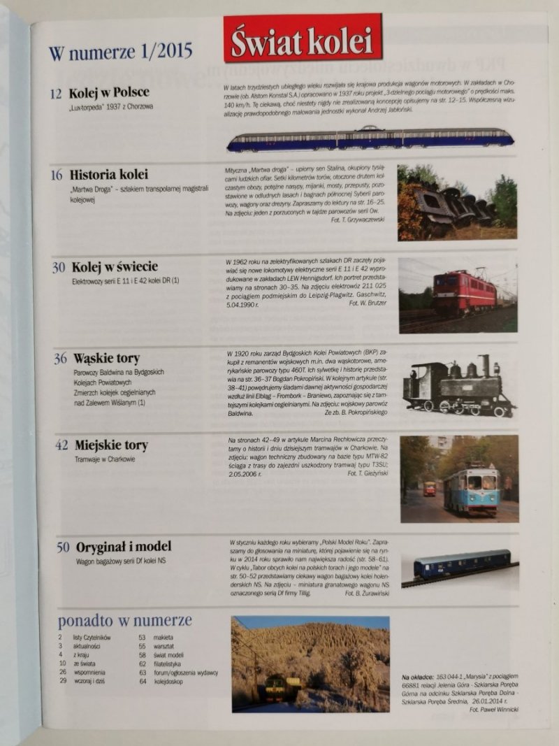 Miesięcznik. Świat kolei 01/2015