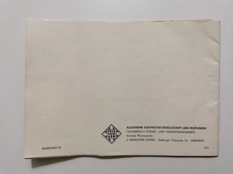 MISTER HIT 71s TELEFUNKEN – INSTRUKCJA OBSŁUGI 