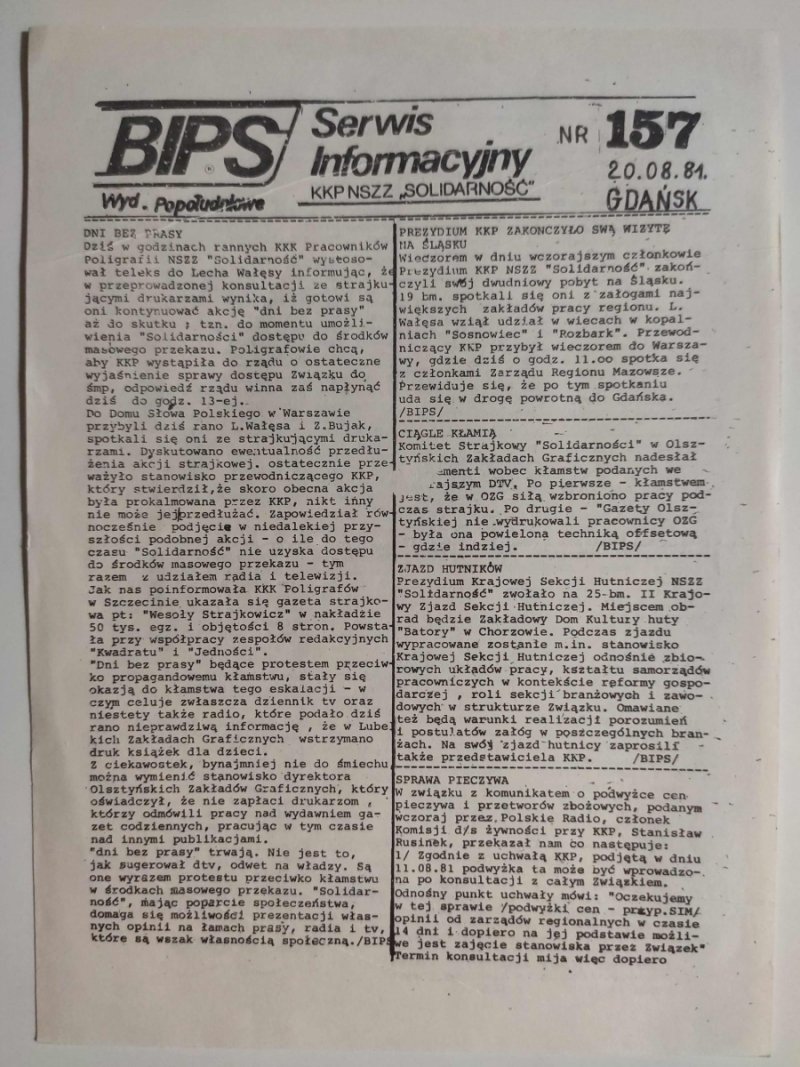 BIPS NR 157 – 20.08.1981
