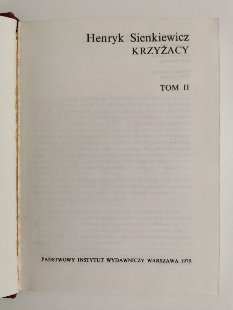KRZYŻACY TOM II - Henryk Sienkiewicz 1979