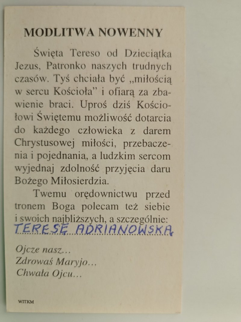 ŚW. TERESA OD DZIECIĄTKA JEZUS