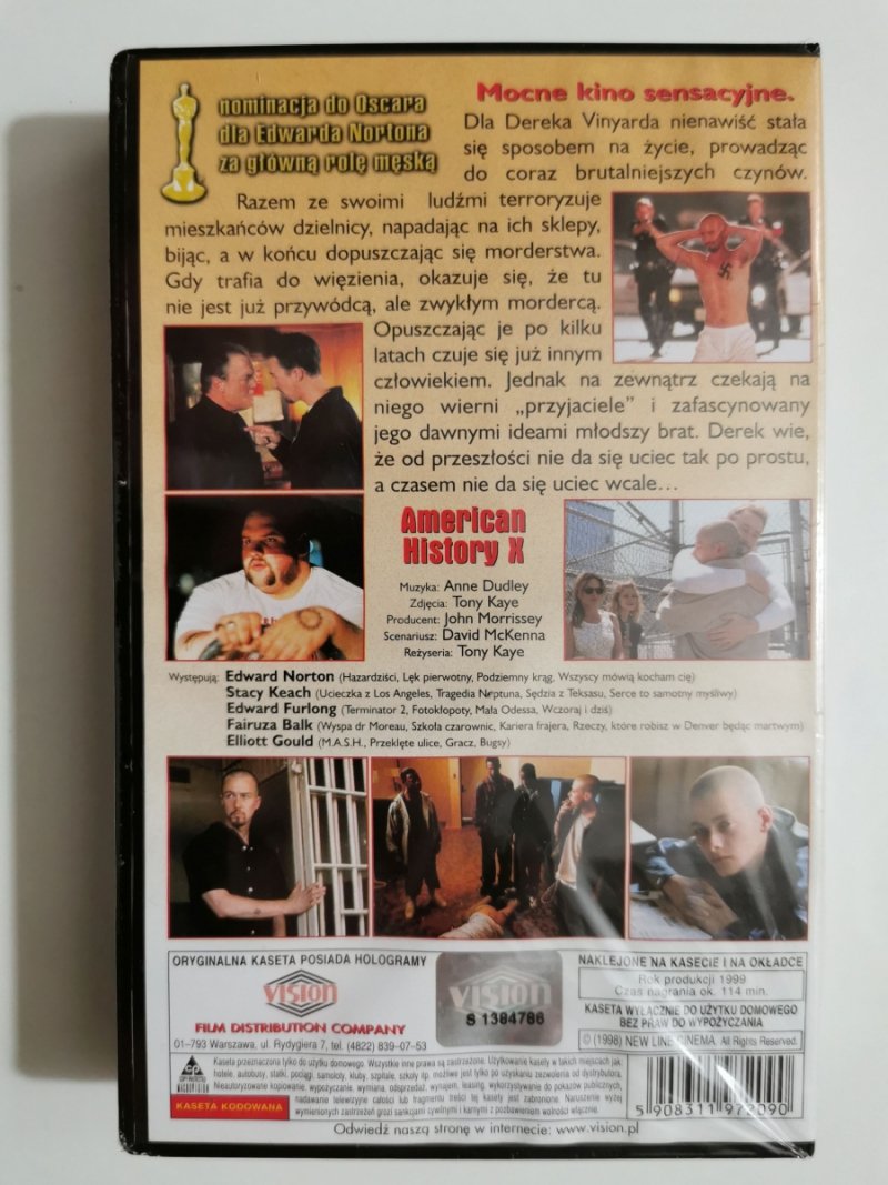 VHS. WIĘZIEŃ NIENAWIŚCI. Edward Norton