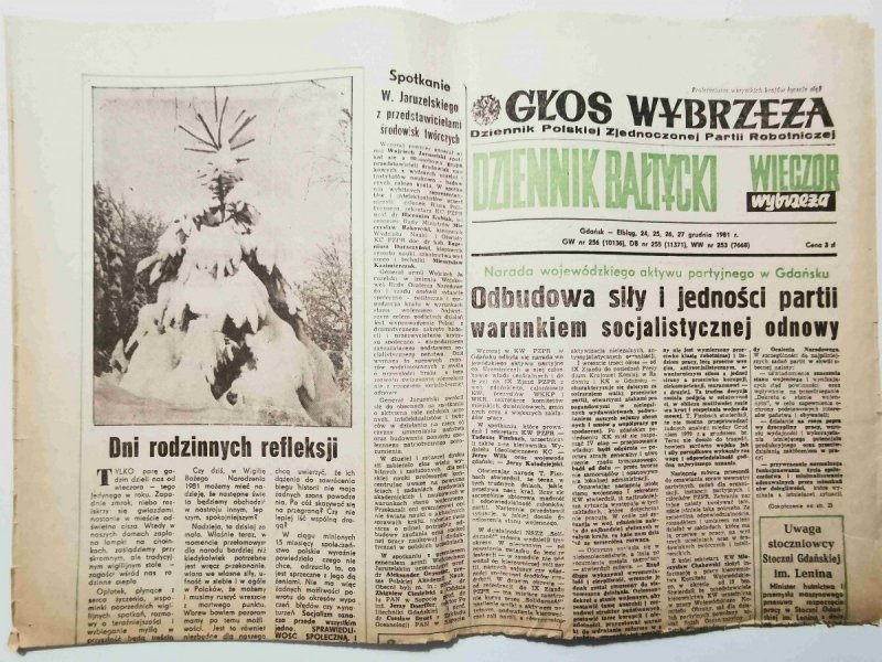 GŁOS WYBRZEŻA DZIENNIK BAŁTYCKI 24,25,26,27 grudnia 1981