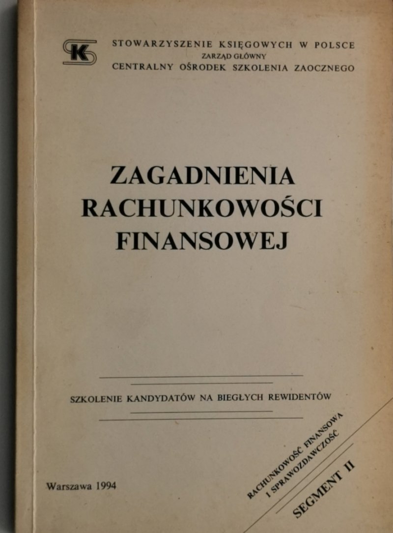 ZAGADNIENIA RACHUNKOWOŚCI FINANSOWEJ - Maria Kledrowska