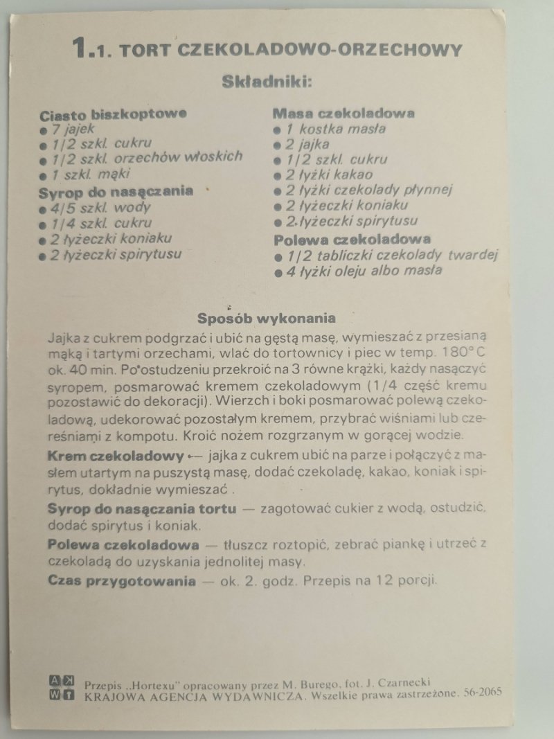 TORT CZEKOLADOWO-ORZECHOWY