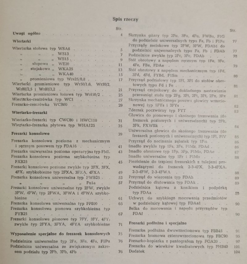 WIERTARKI I FREZARKI. KATALOG OB2 STYCZEŃ 1957