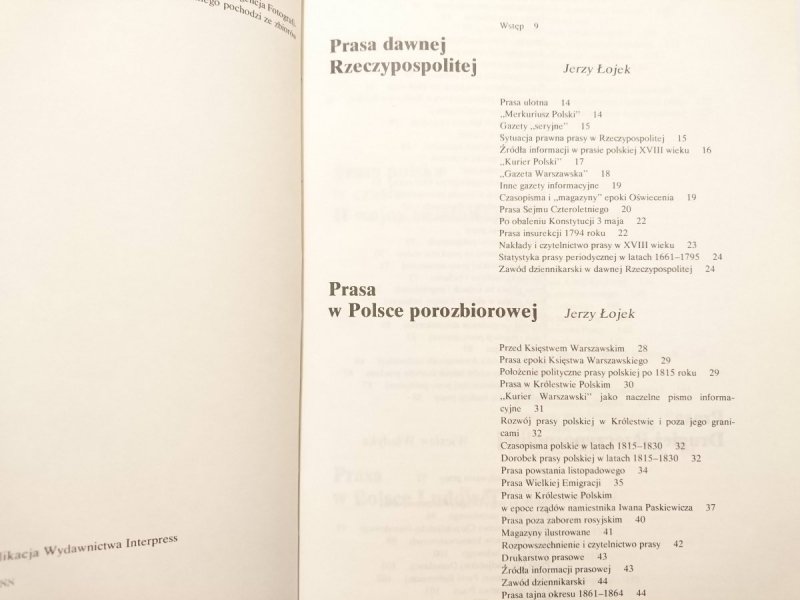 DZIEJE PRASY POLSKIEJ - Jerzy Łojek i inni 1988