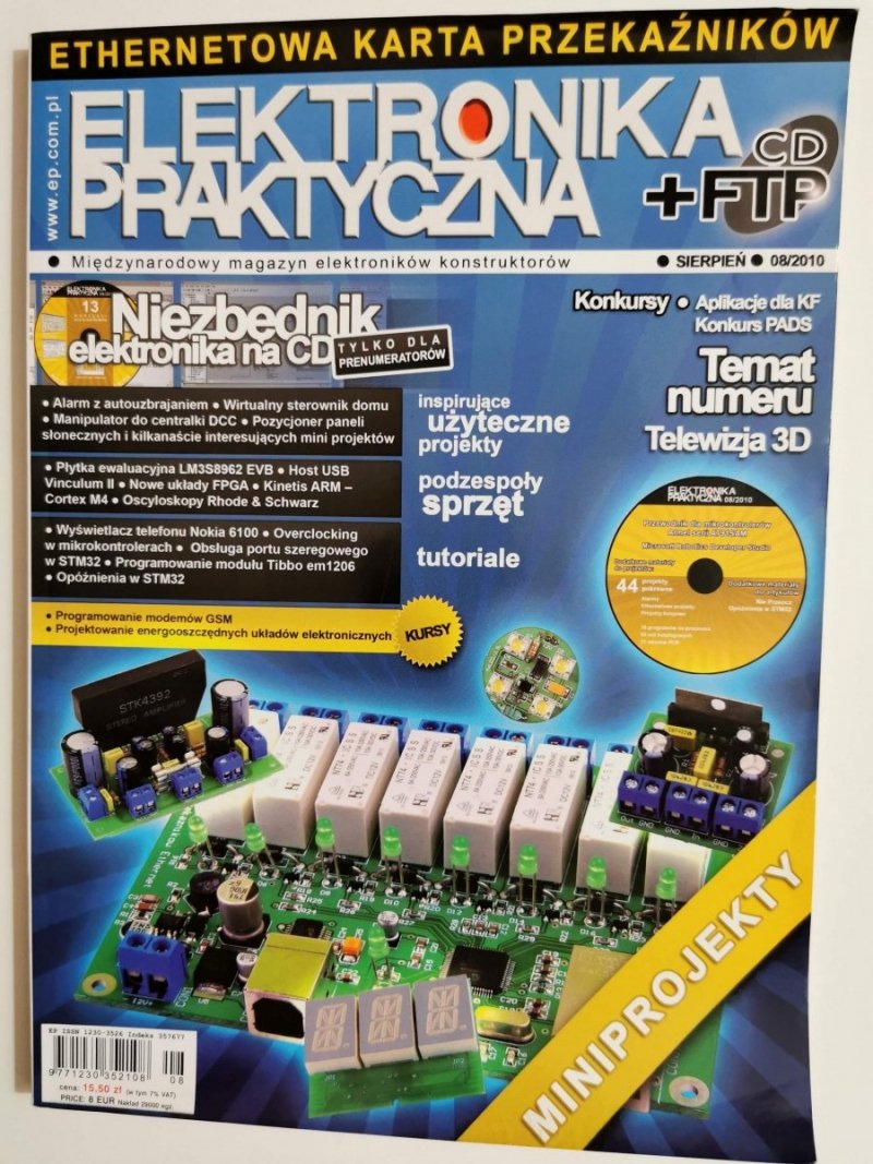 ELEKTRONIKA PRAKTYCZNA SIERPIEŃ NR 08/2010 Z PŁYTĄ CD
