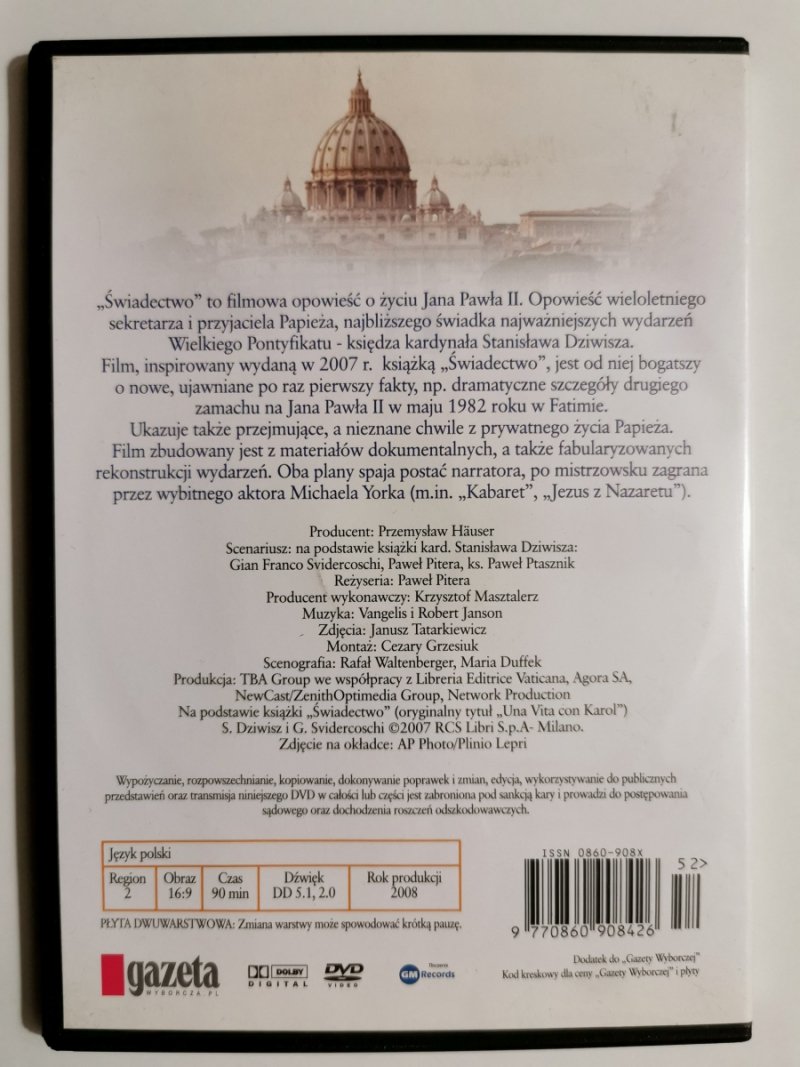 DVD. ŚWIADECTWO NA MOTYWACH KSIĄŻKI KARDYNAŁA DZIWISZA