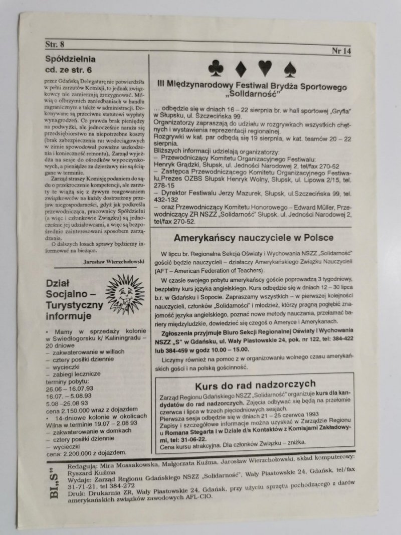 SOLIDARNOŚĆ NR 14/321 GDAŃSK CZERWIEC 1993