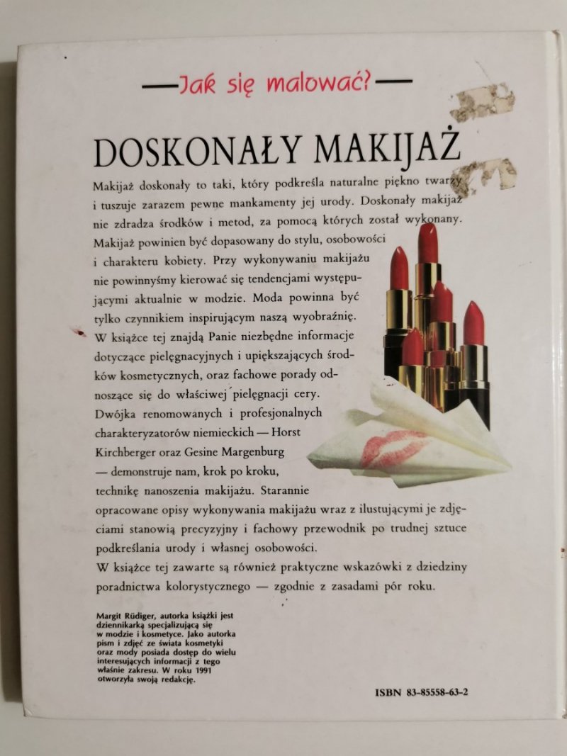 DOSKONAŁY MAKIJAŻ. JAK SIĘ MALOWAĆ - Margit Rudiger 1992