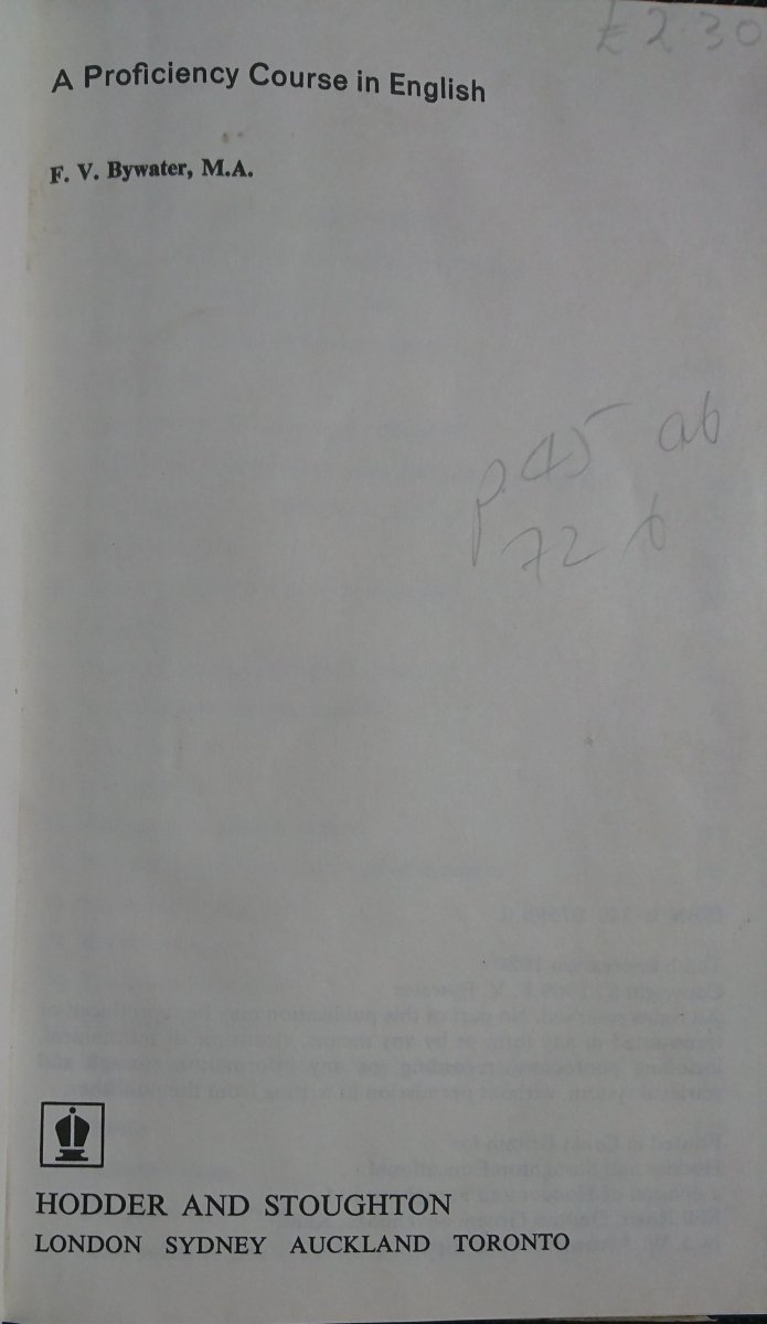 A PROFICIENCY COURSE IN ENGLISH - Bywater 1980