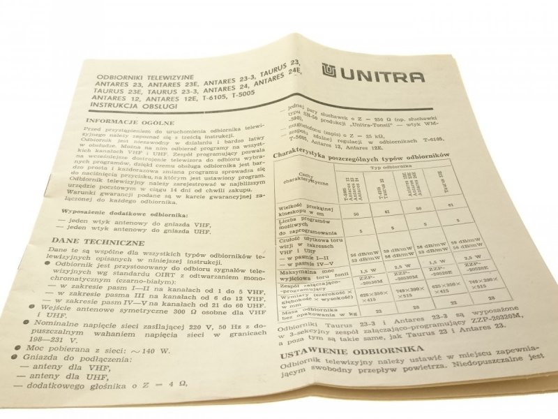 UNITRA. ZESTAW INSTRUKCJA I SCHEMATY