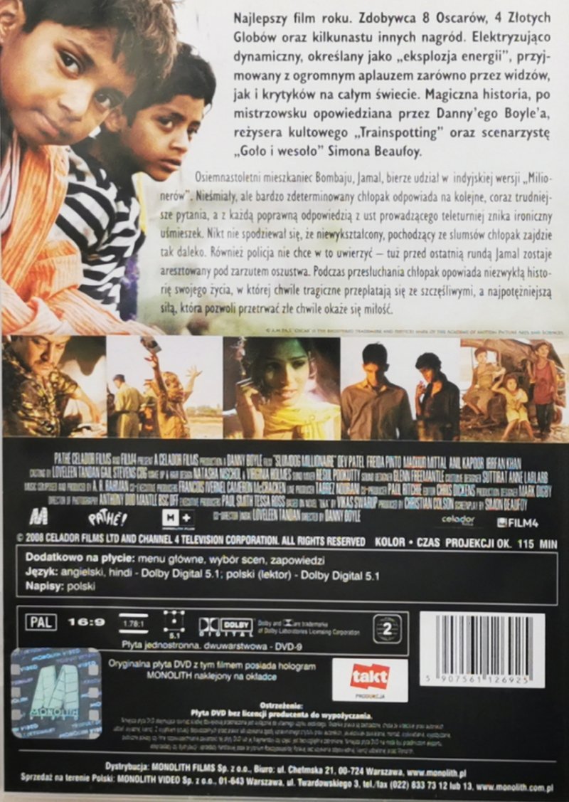 DVD. SLUMDOG. MILIONER Z ULICY
