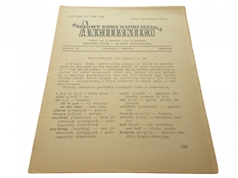 RADIOWY KURS NAUKI JĘZYKA ANGIELSKIEGO 13 II ROK