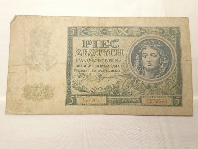 BANKNOT 5 ZŁOTYCH SER. AE 4572690