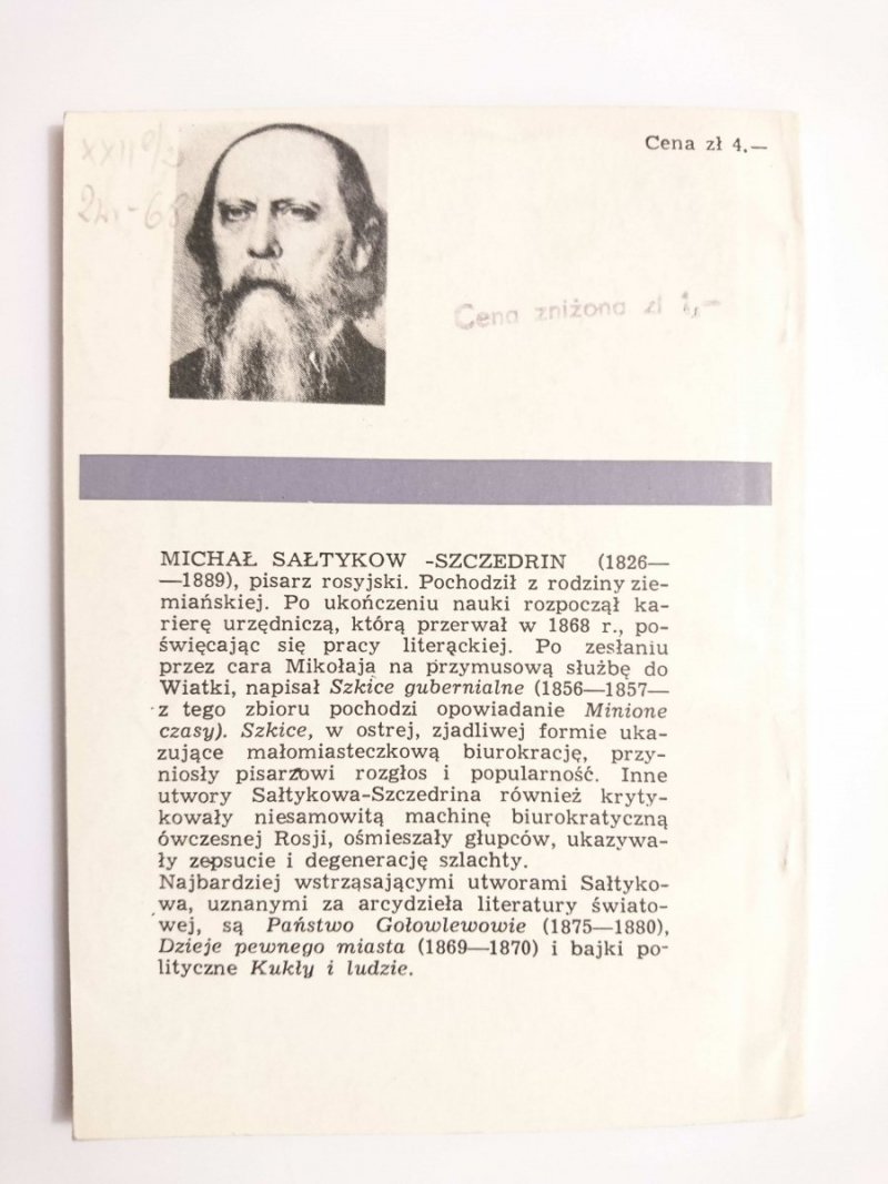 MINIONE CZASY - Michał Sałtykow-Szczedrin 1968