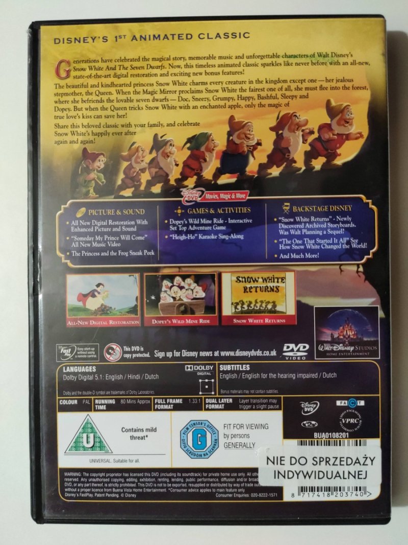 DVD. SNOW WHITE AND THE SEVEN DWARFS