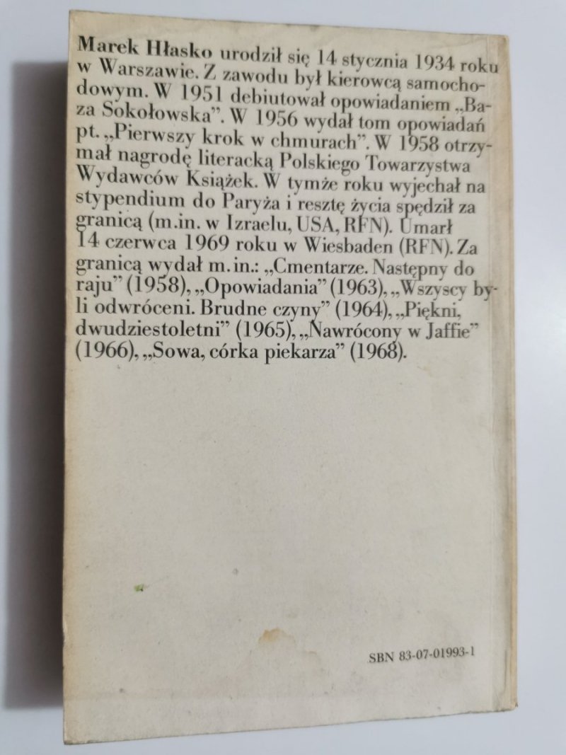 OPOWIADANIA - Marek Hłasko 1989