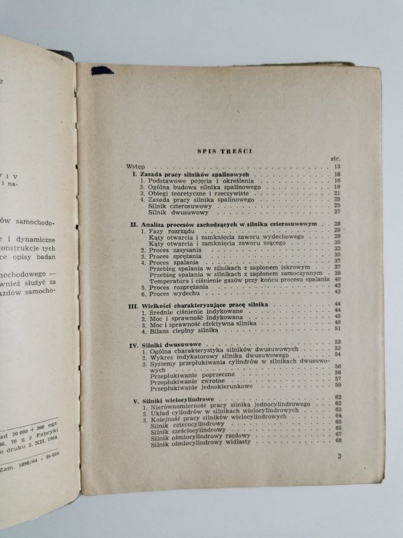 Silniki samochodowe - Franciszek Wardziński 1964