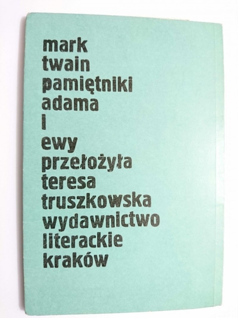 PAMIĘTNIKI ADAMA I EWY - Mark Twain 1977