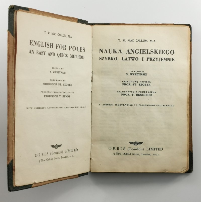 NAUKA ANGIELSKIEGO SZYBKO, ŁATWO I PRZYJEMNIE – 1946R - T. W. Mac Callum