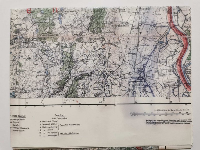KARTE DES GEBIETES DER FREIEN STADT DANZIG 1: 100 000