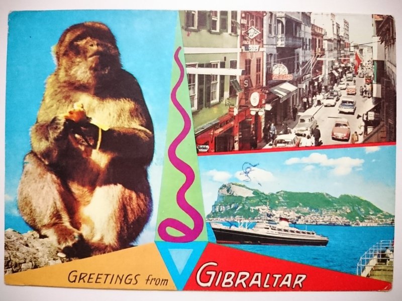 GIBRALTAR. ROCK APE, MAIN STREET, ROCK FROM BAY