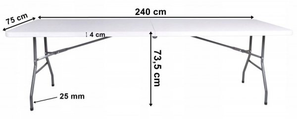 Stół cateringowy IMPRO składany w walizkę 240 cm biały