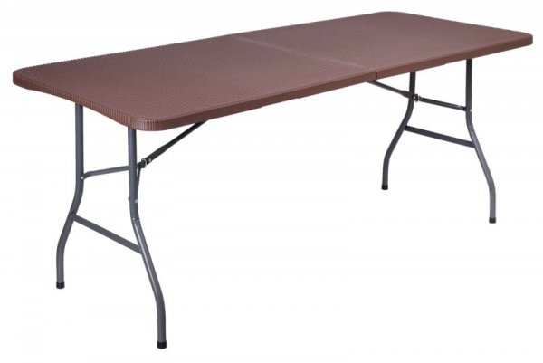 Zestaw cateringowy Rattan brąz stół 180 cm+ 2 ławki